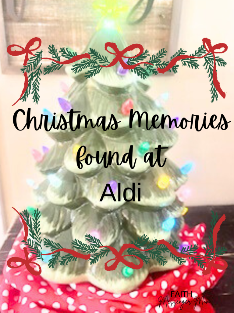 How to find peace in this walk of life?  Christmas Memories found at Aldi.  A colorful Christmas tree with bulb lights.